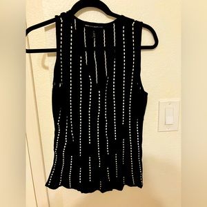 Black Tank Top with White Lines
